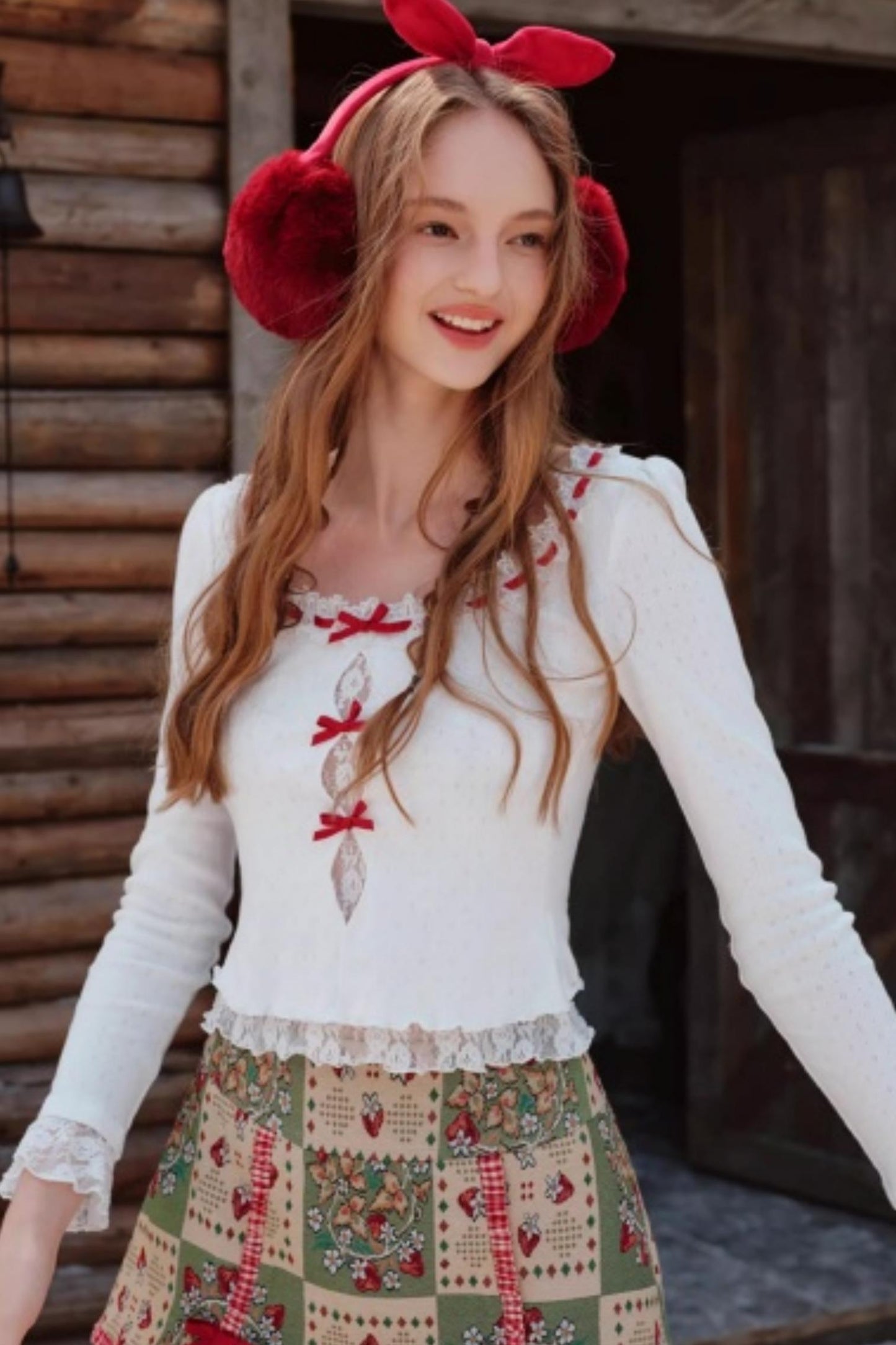 Berry Knit Lace Top Skirt Set-Up