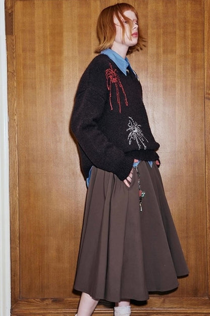 Elegant Pleated Midi Length Skirt