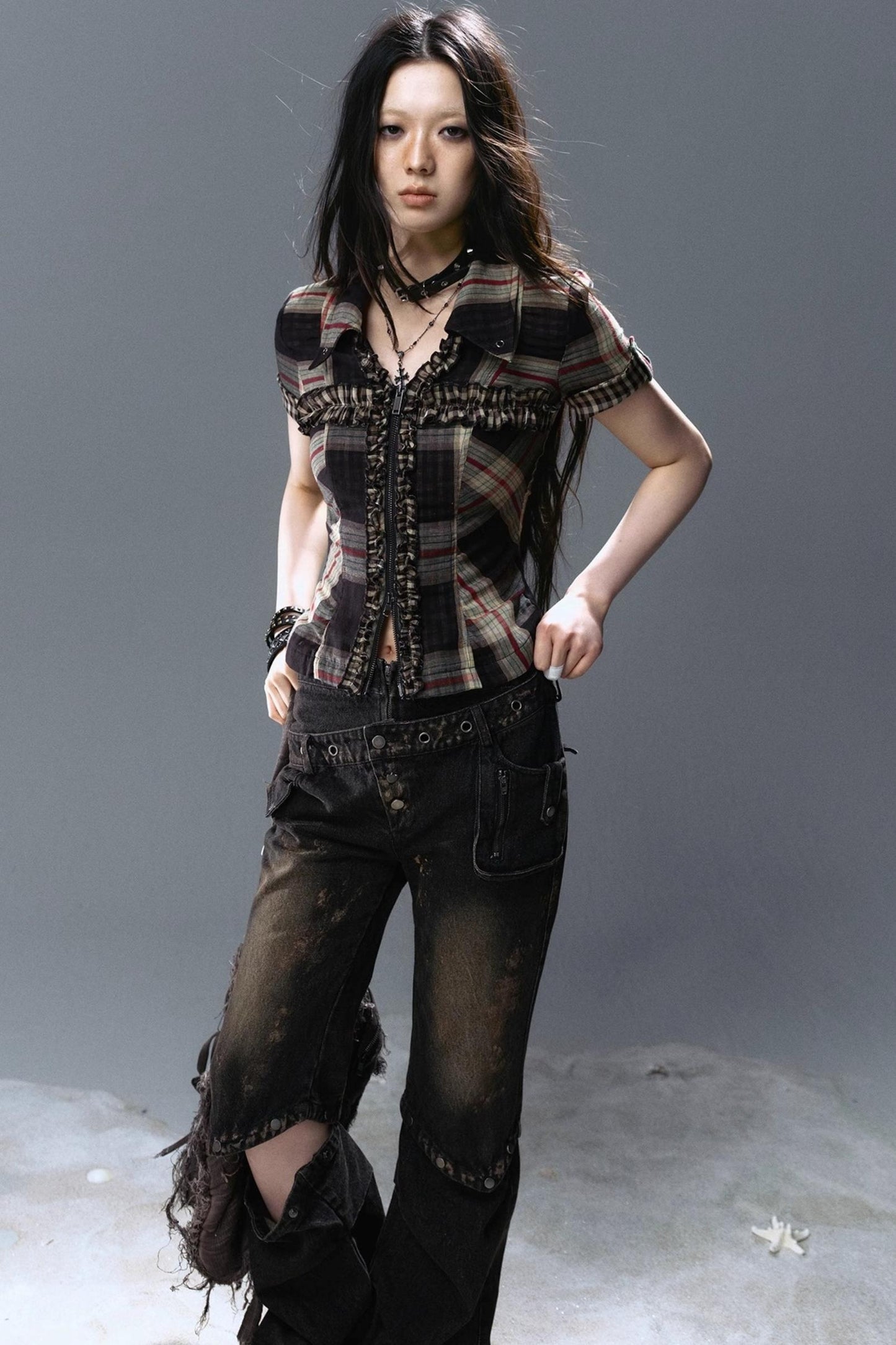 Vintage Lace Pleated Blouse