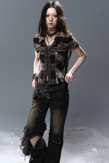 Vintage Lace Pleated Blouse