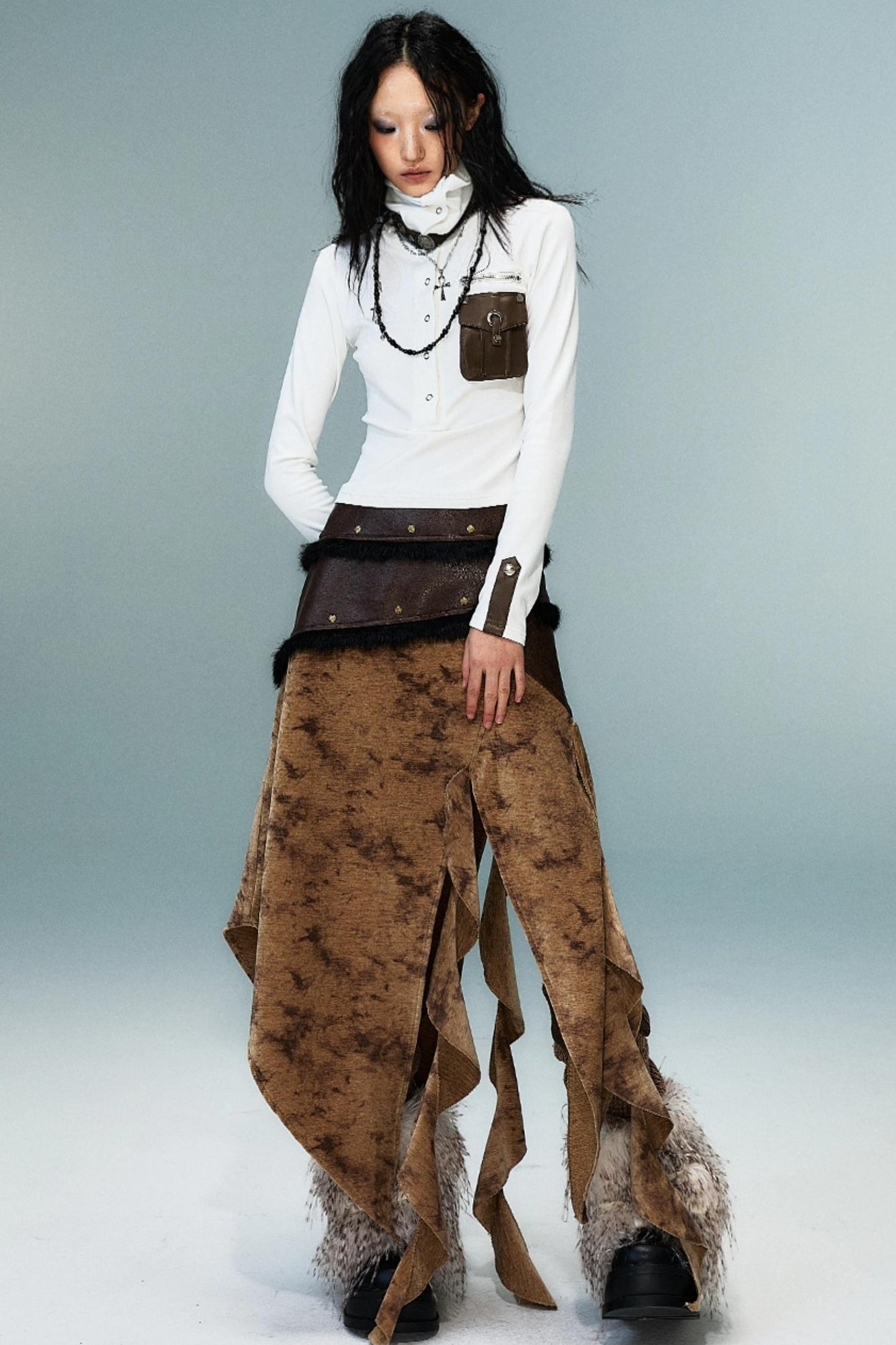 Punk High Neck Slim Knit Base Top