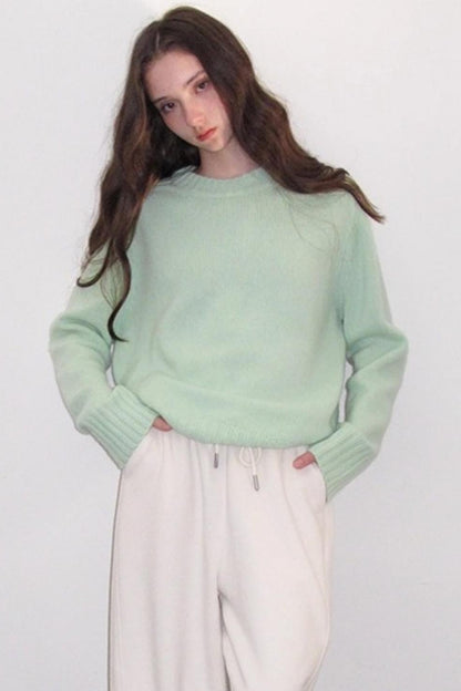 Mint Violet Slanted Hem Sweater