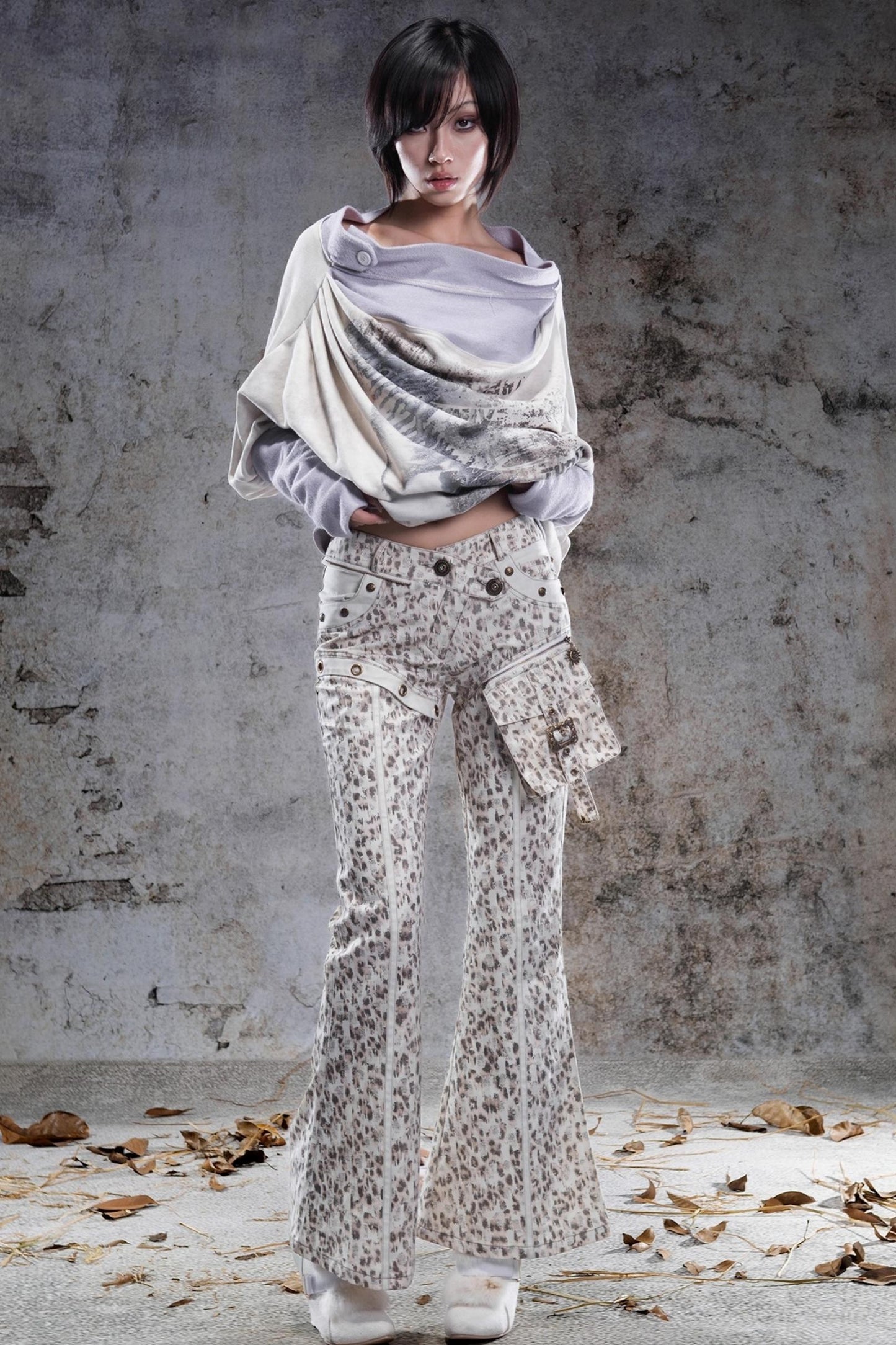 Vintage Leopard Print Flared Pants