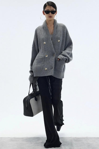 Lazy Style Large Pocket Knitted Cardigan