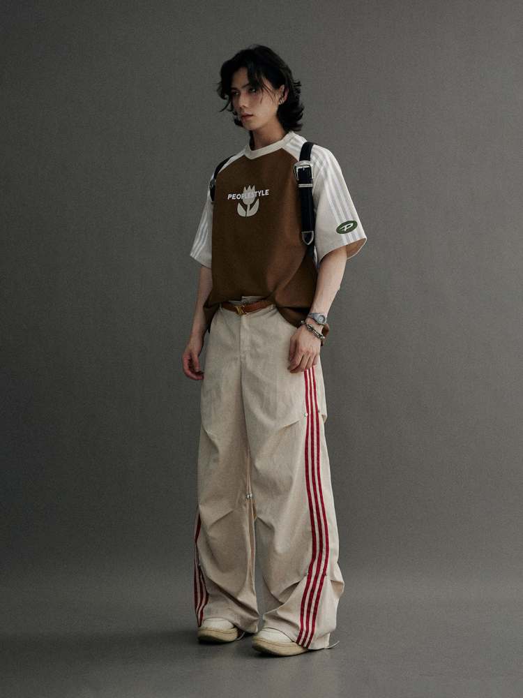 Stripe Wide Leg Jersey Pants