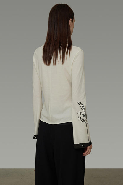 New Artistic Print V-Neck Knitwear