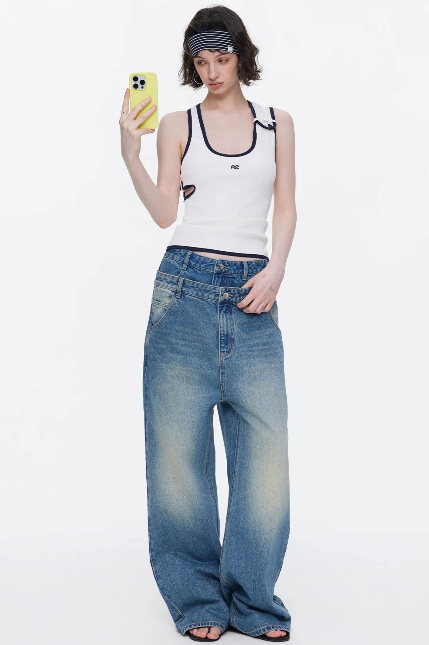 Asymmetrical Color-Blocking Tank Top