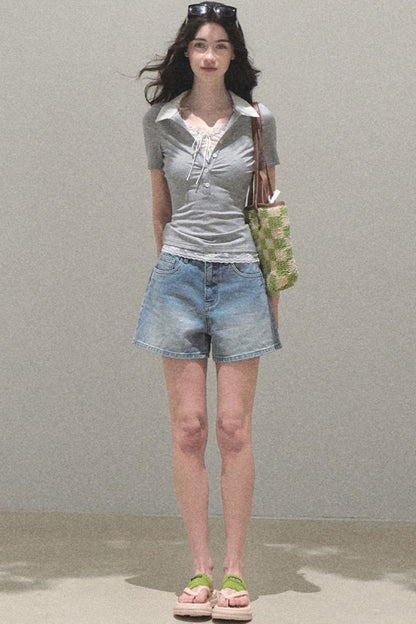 Vintage Skinny Denim Shorts