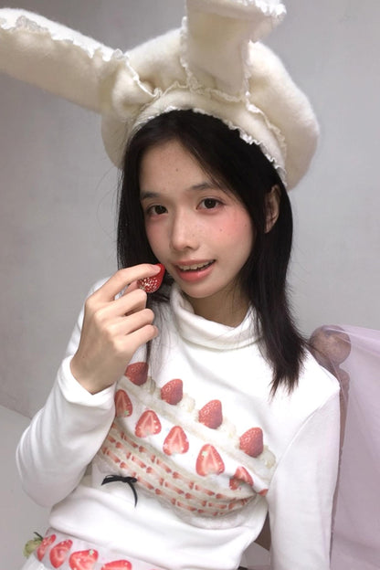 Happy Birthday Strawberry Cake Turtleneck Top