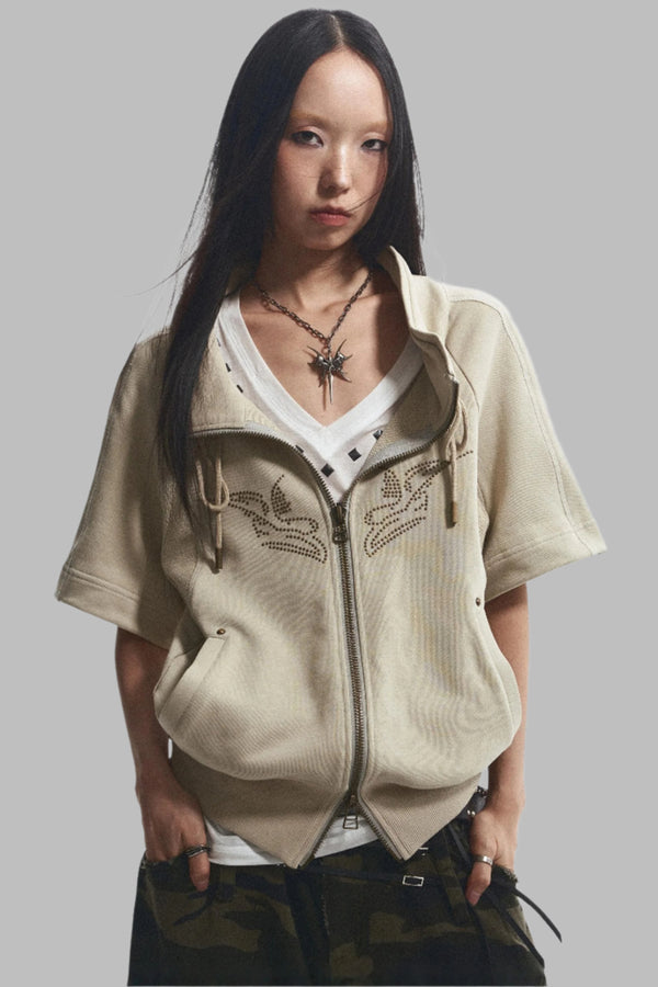 Stand-Up Collar Short Sleeve Coat