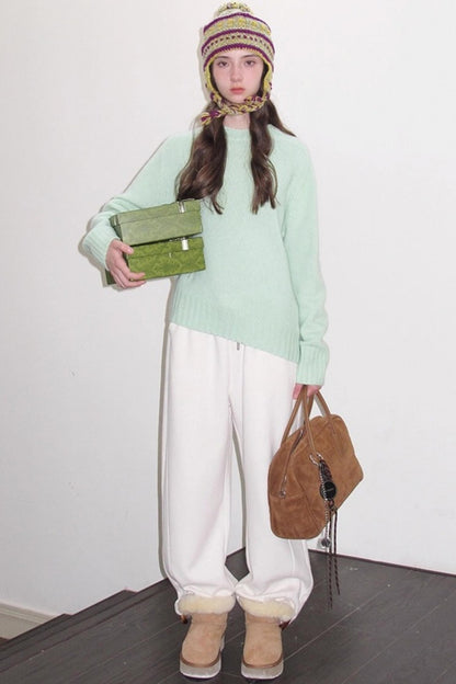 Fleece Mist Elastic Waist Knit Pants