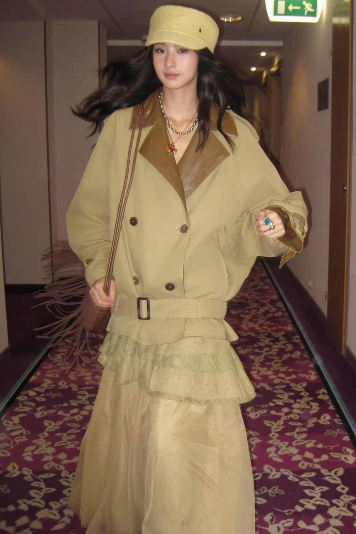 Vintage Lily Silhouette Reversible Trench Coat Set-Up