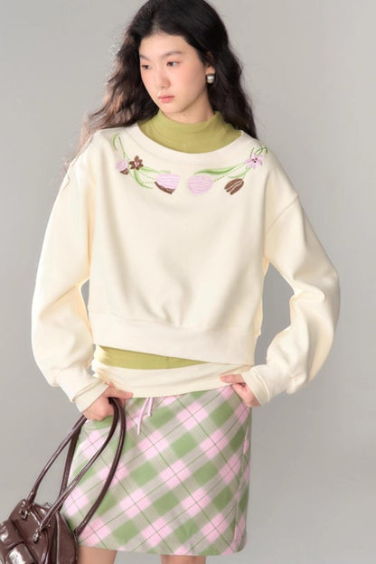Tulip Embroidery Cloud Sweater