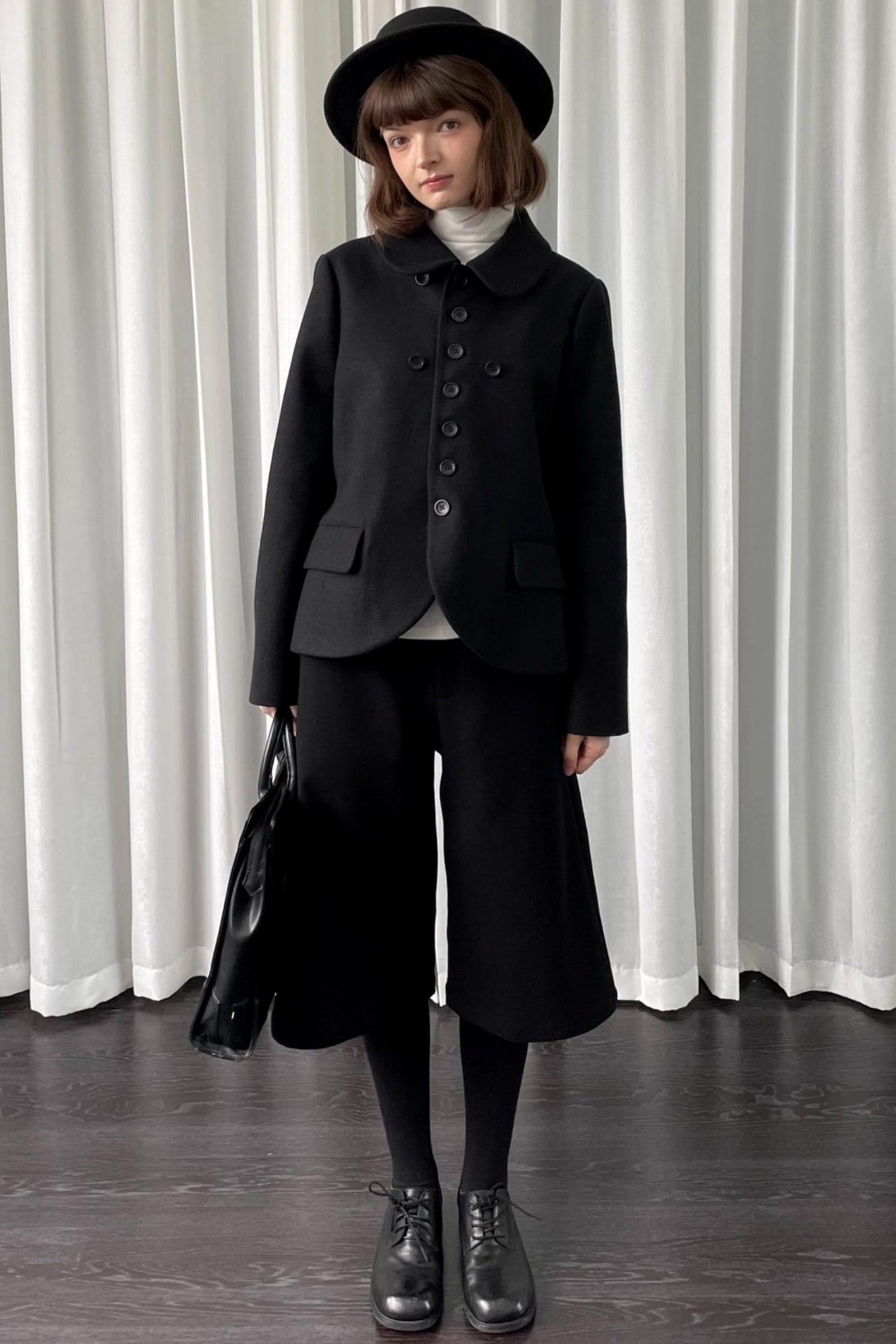 Versatile Black Woolen Suit Jacket