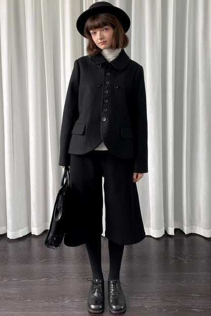 Versatile Black Woolen Suit Jacket
