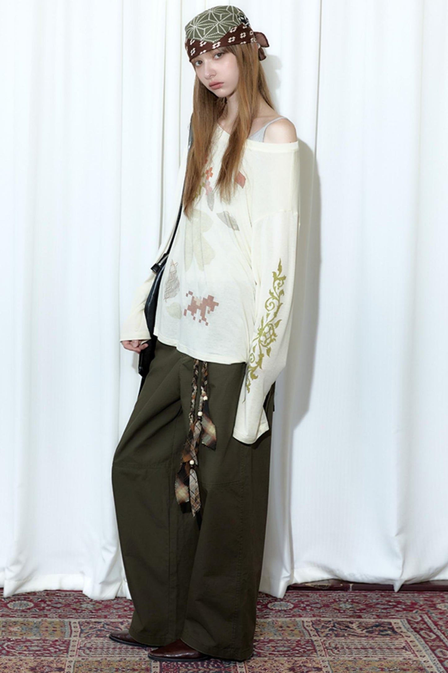 Vintage Mosaic Slanted Shoulder T-Shirt