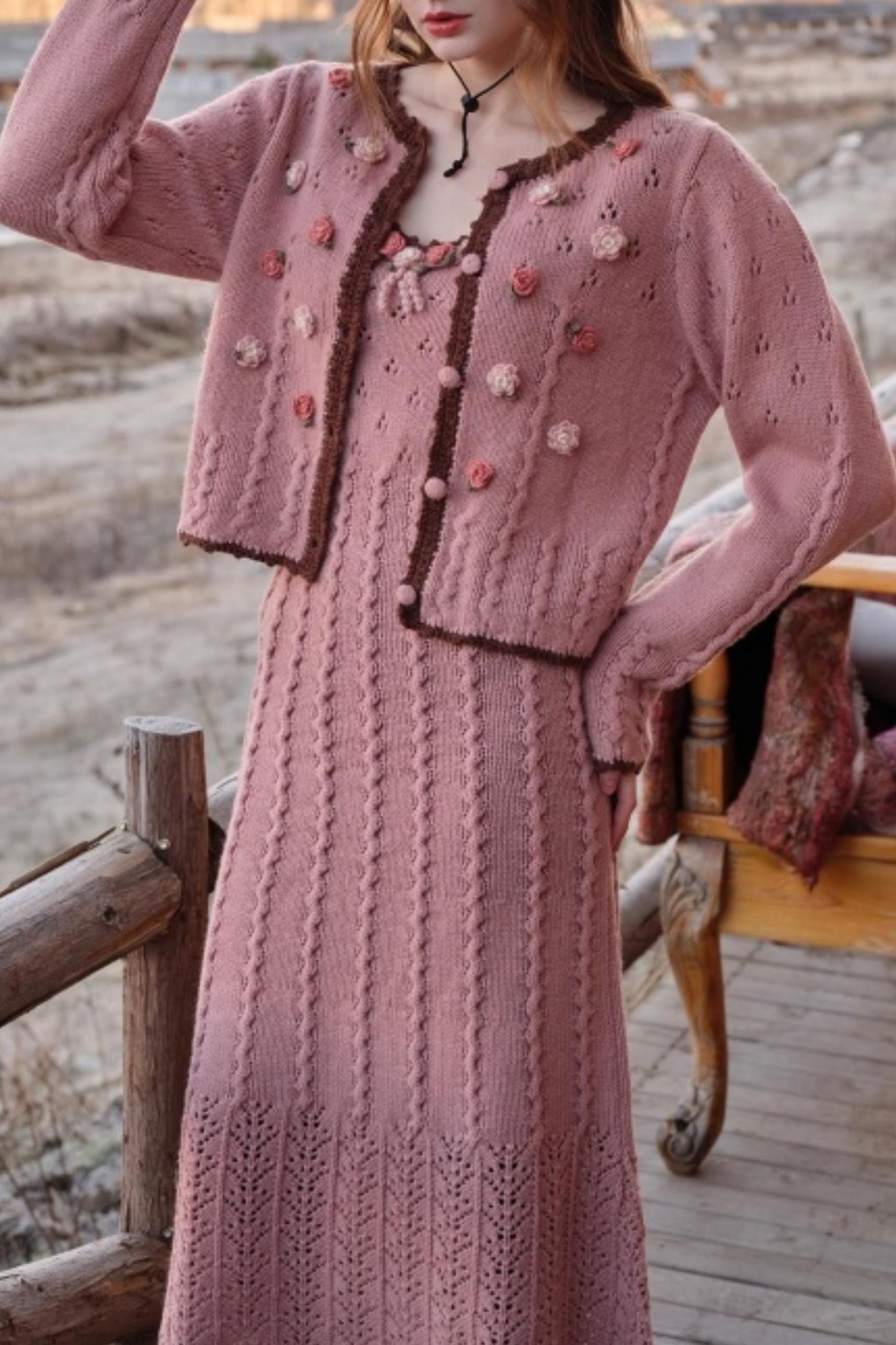 Juliet Retro Wool Knit Dress Set-Up