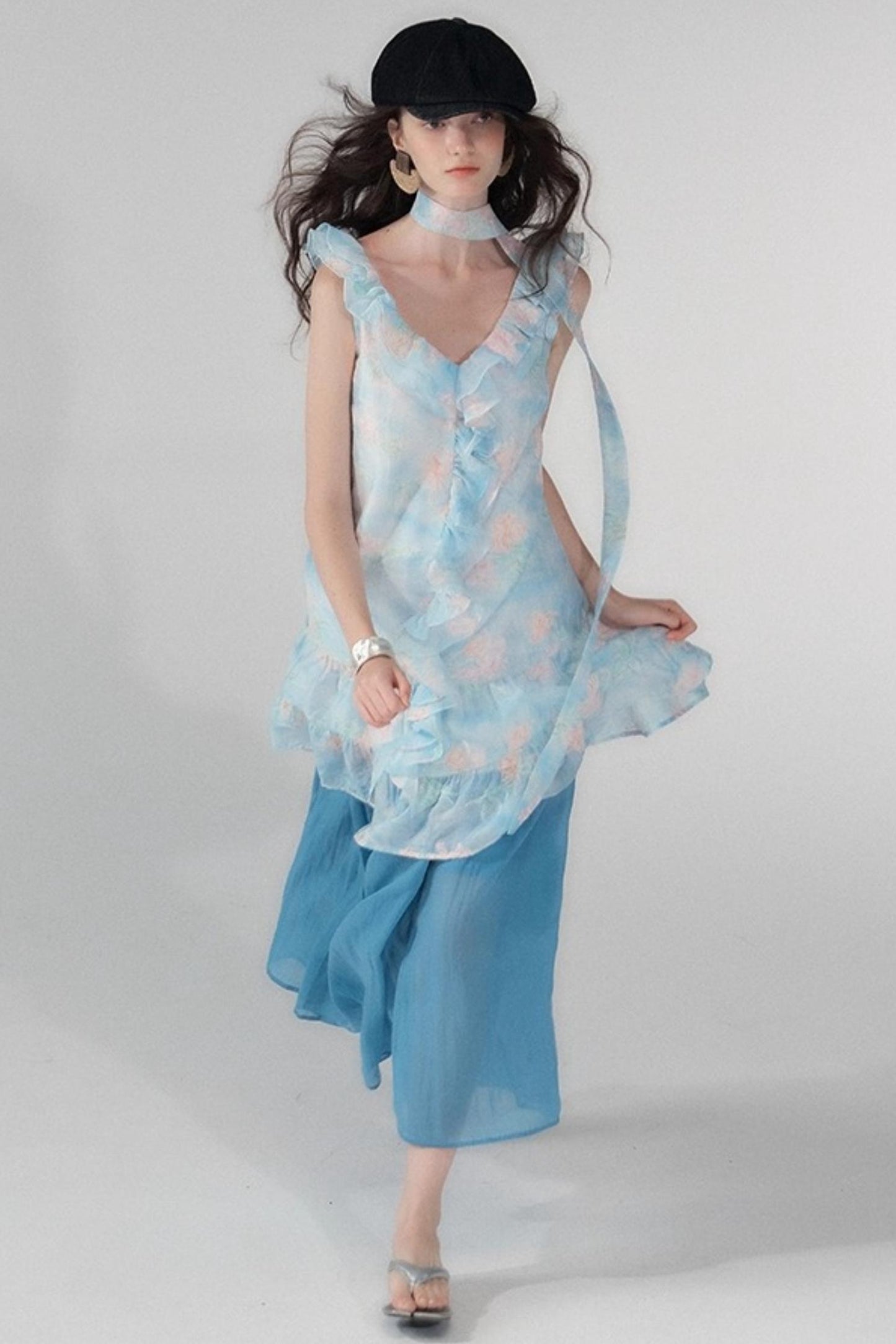 Sea Glass Tencel Ruffle Crop Dress Set-Up