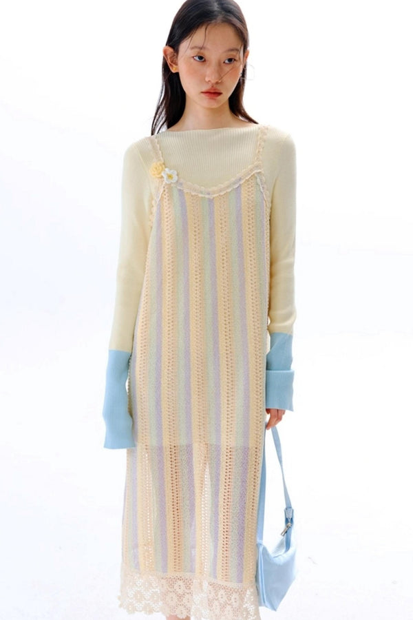 Rainbow Bohemian Hand Hook Flower Dress