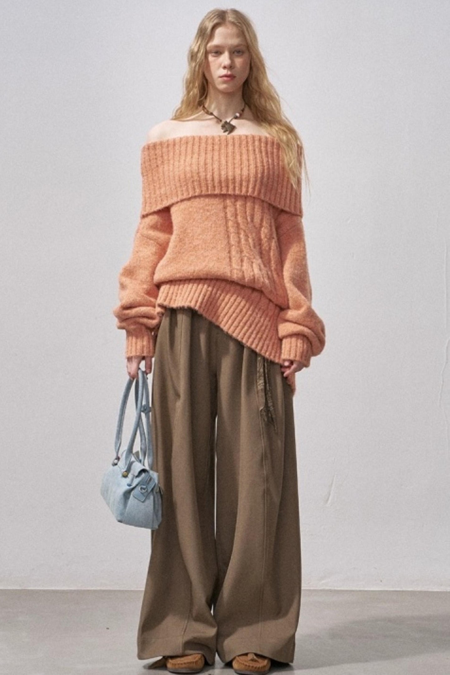 One-Shoulder Cable-Knit Sweater