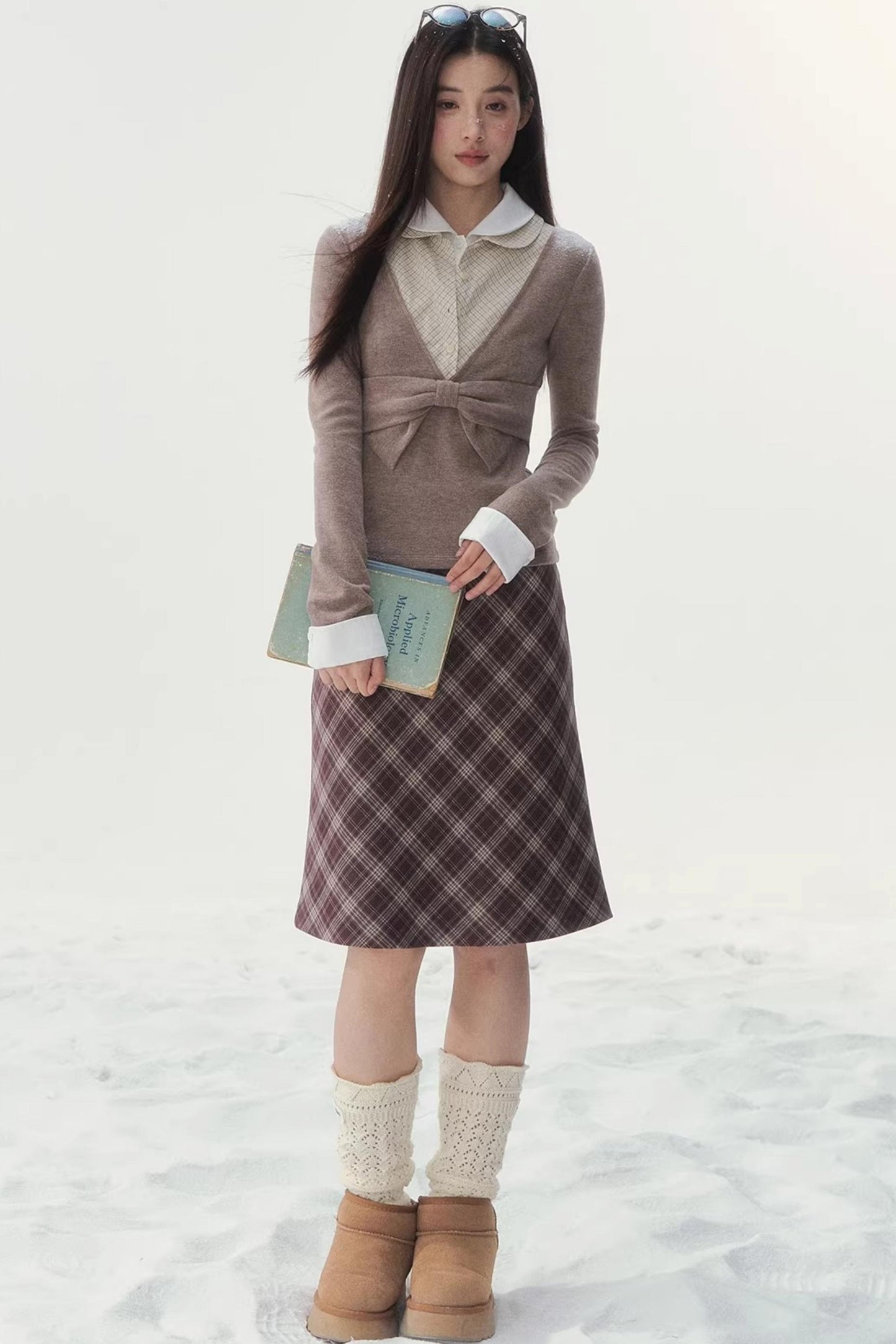 Doll Collar Faux Three-Piece Design Top