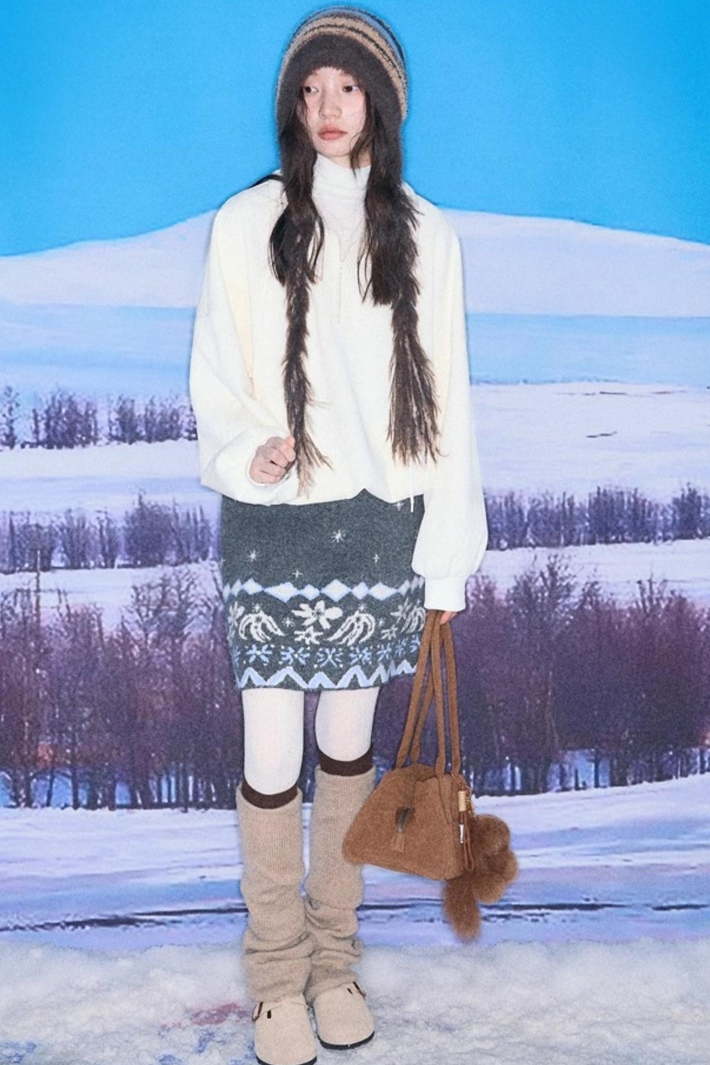 Moroccan Quilted Texture Sweatshirt Skirt Set-Up