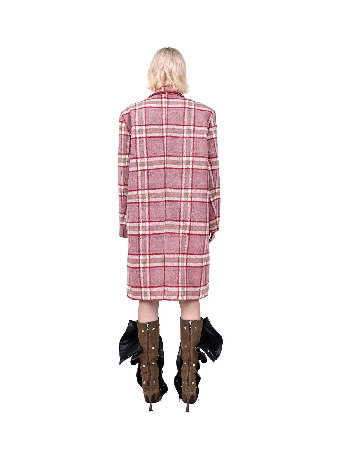 Plaid genderless woolen jacket