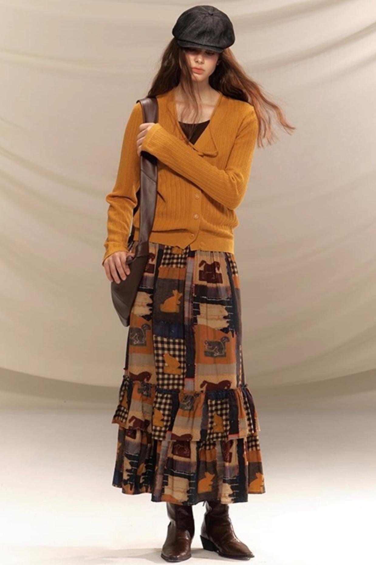 Vintage Pine Cone Sweater Skirt Set-Up