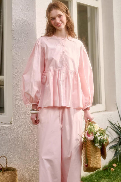 Baby Pink Cotton Dress Set-Up