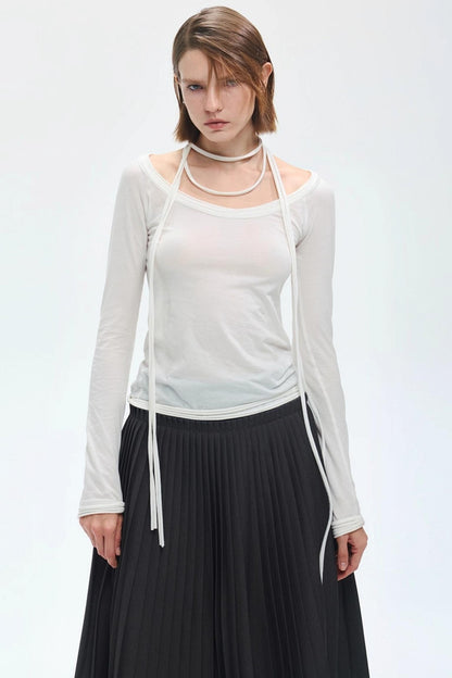 Tie-Neck Knit Top