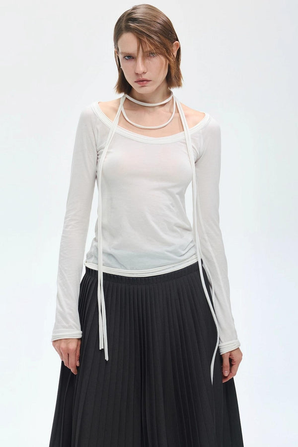 Tie-Neck Knit Top