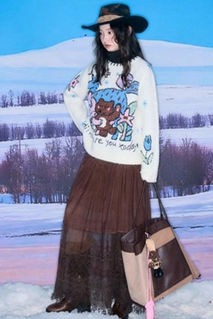 Plush Animal Jacquard Sweater