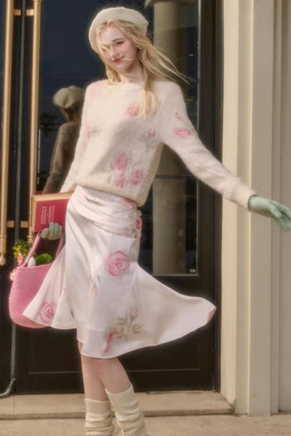 Milky Way Wool Sweater Skirt Set-Up