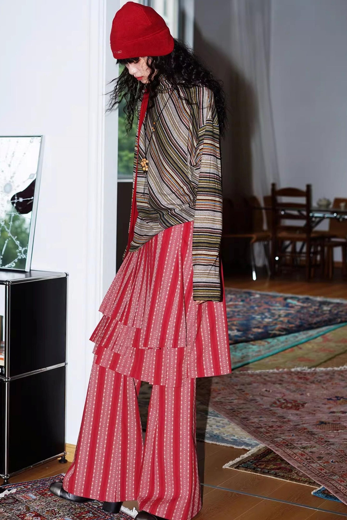 Striped Brushed Long-Sleeved Top