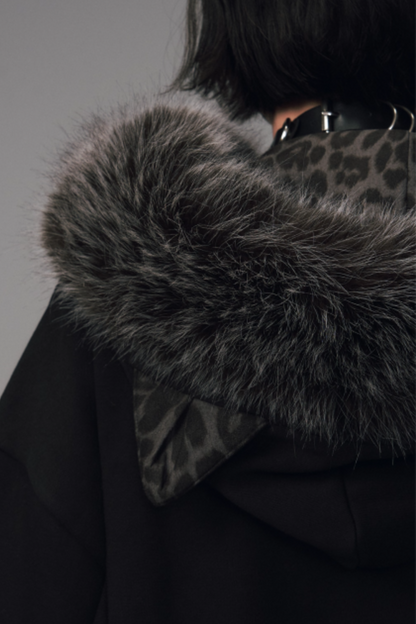 Cat-Ear Leopard Hooded Jacket