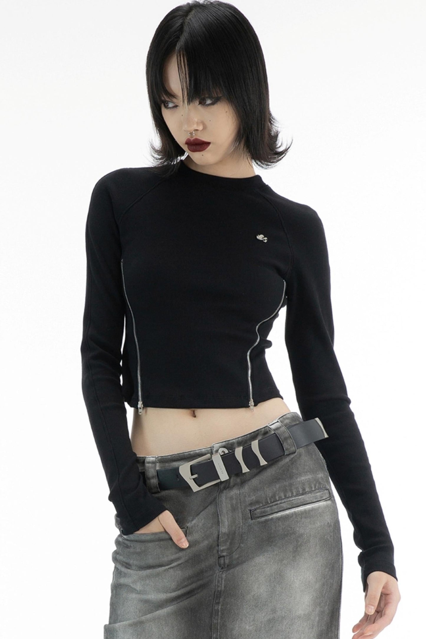 Slim Double-Zip Sleeve Top