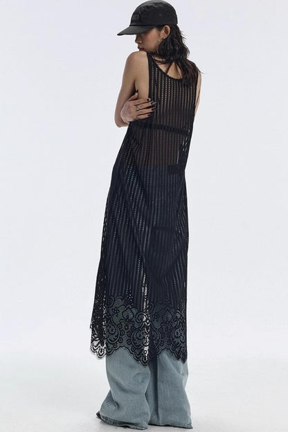 Lace Hem Layered Dress