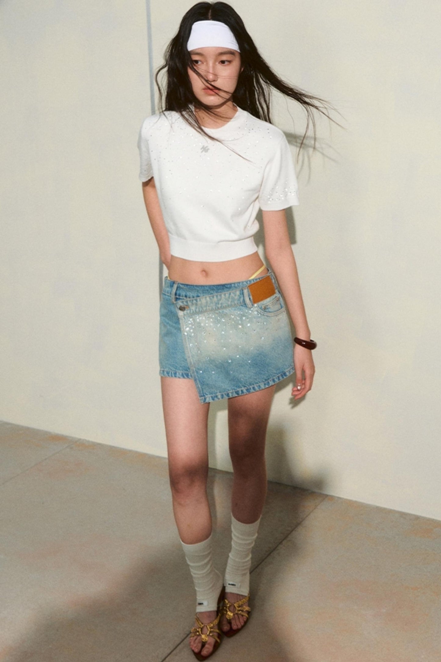 Origami Denim A-line Skirt