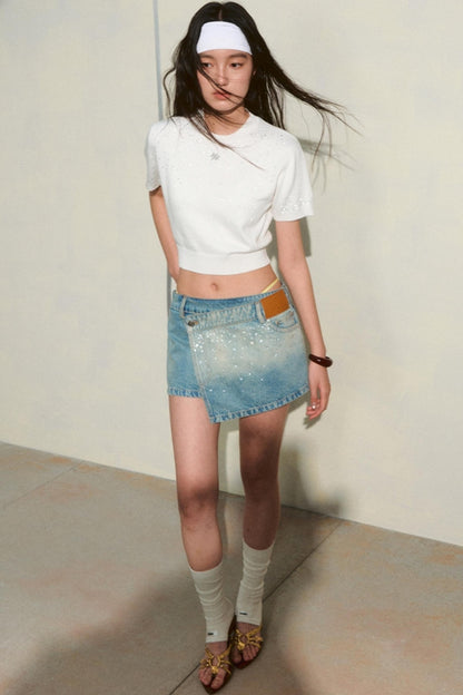 Origami Denim A-line Skirt