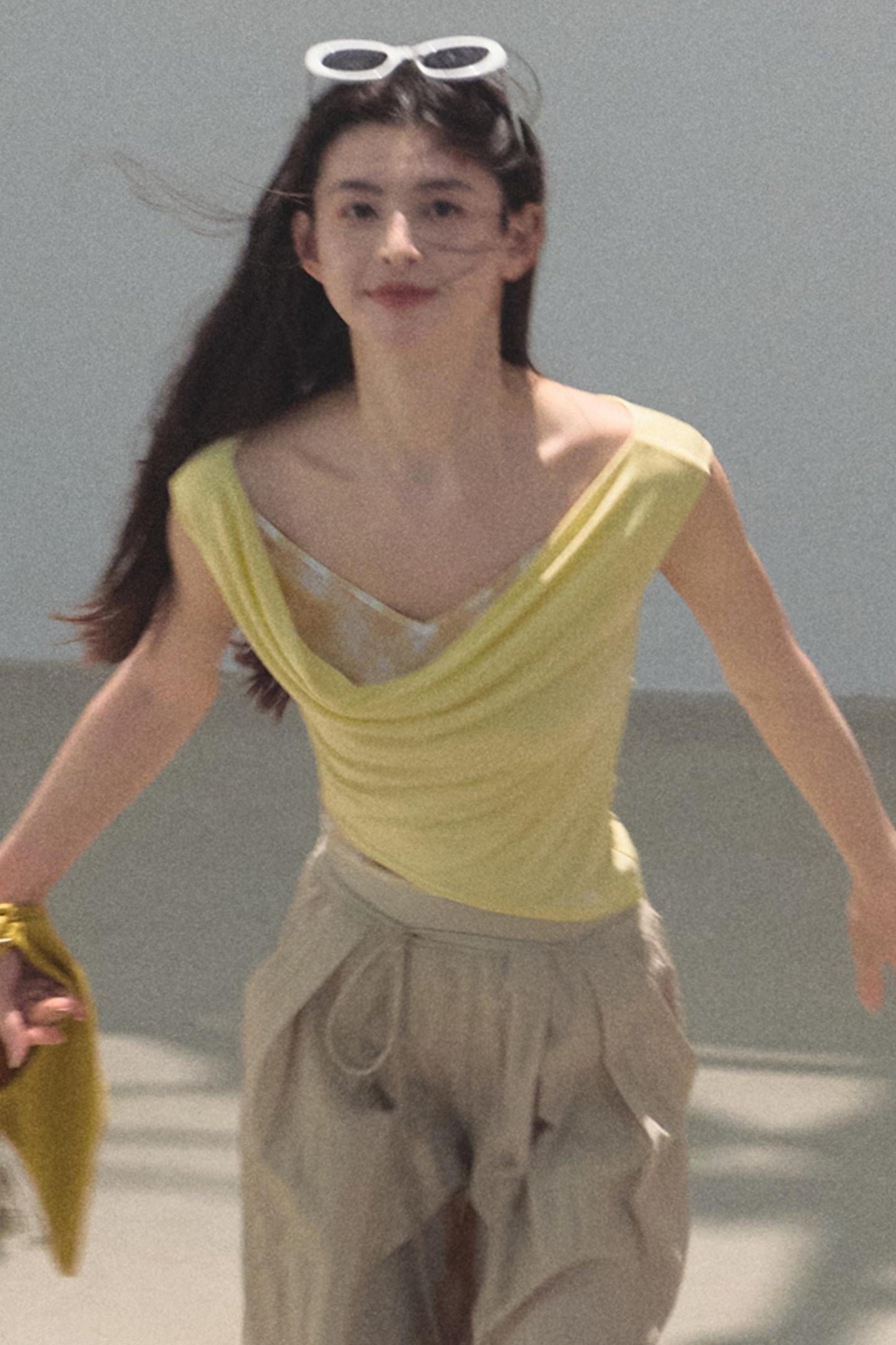 Swing Neck Check Slim Fit Crop Top