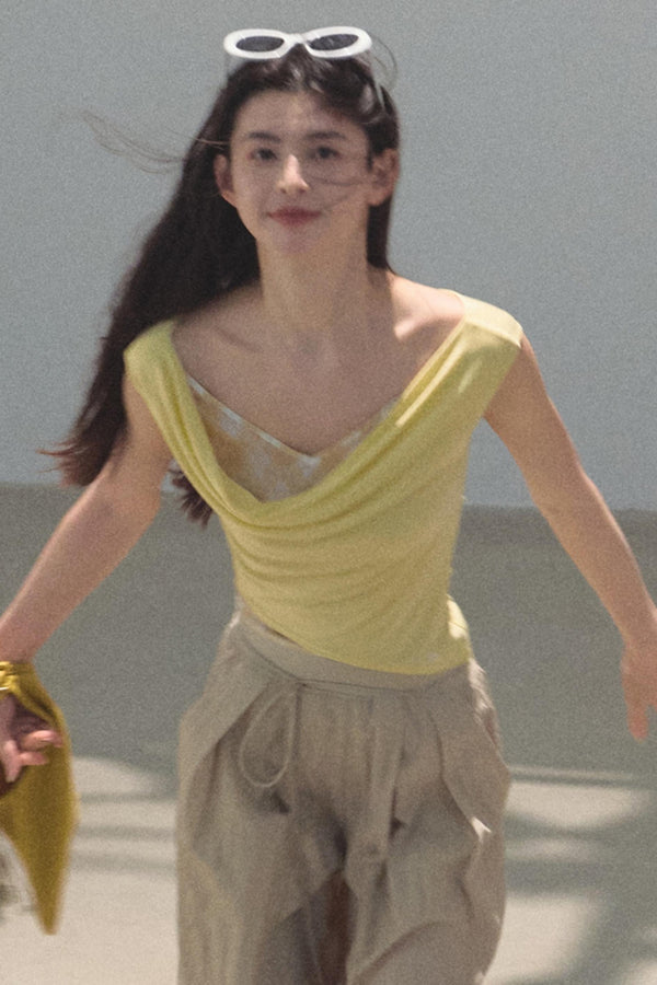 Swing Neck Check Slim Fit Crop Top