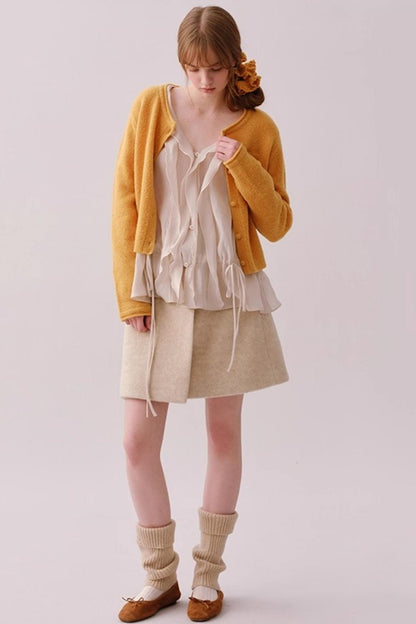 Lyocell Ruffled V-Neck Shirt