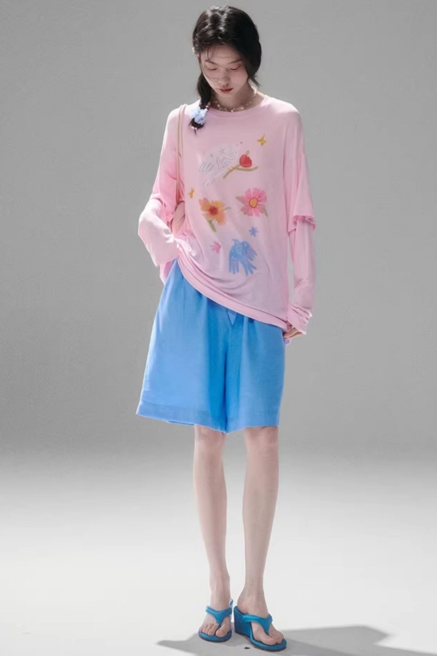 Bird and Floral Tencel Blouse