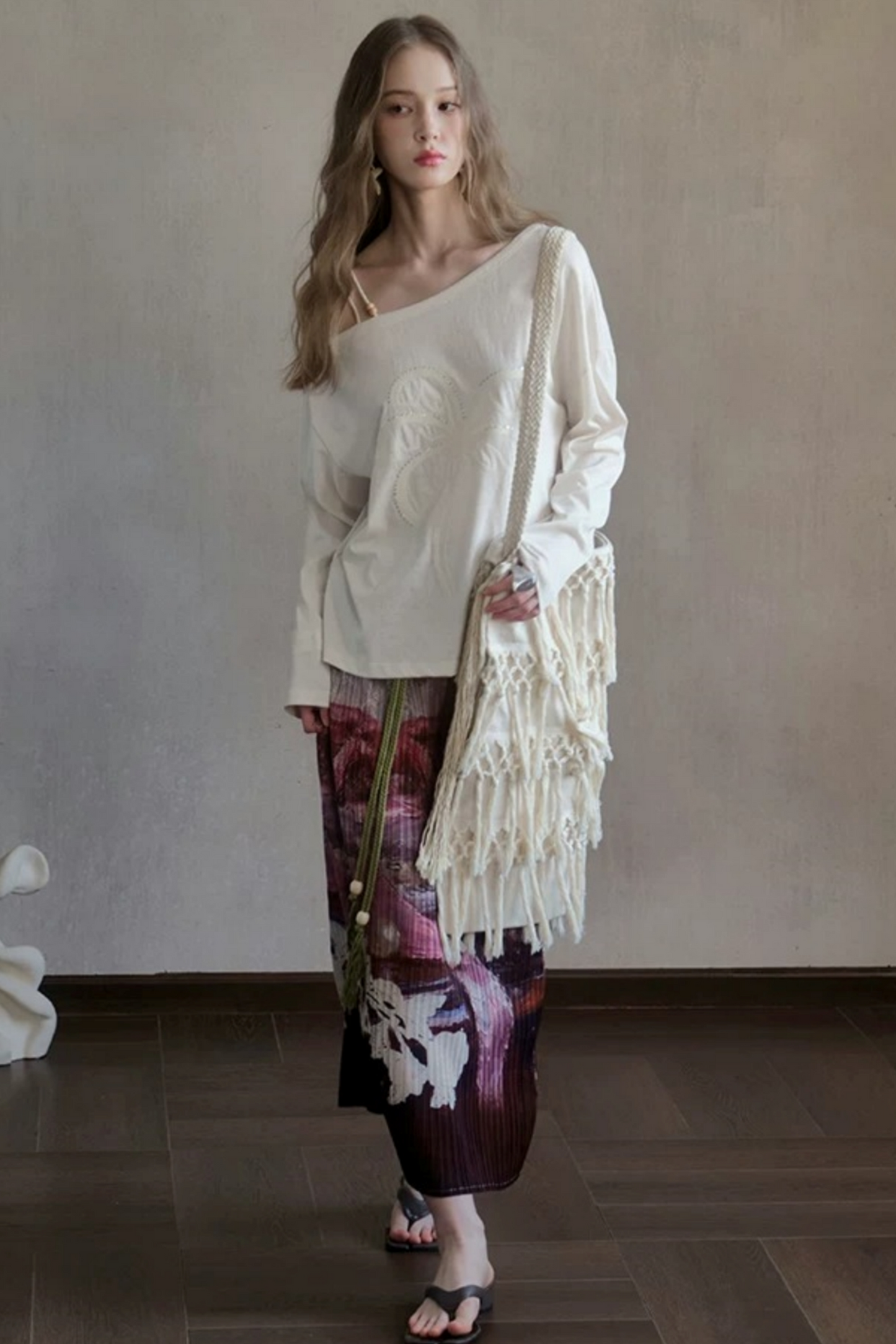 Pearls Scattered Pleated Skirt Set