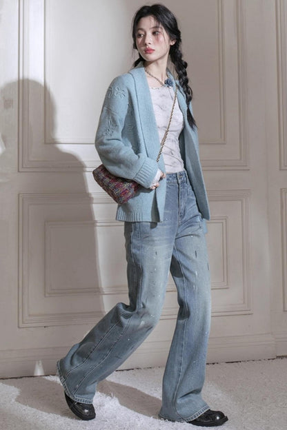 Hand-Cranked Jacquard Woolen Sweater Set