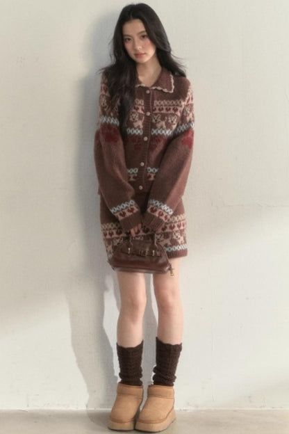 Vintage Preppy Style Knit Sweater Set-up