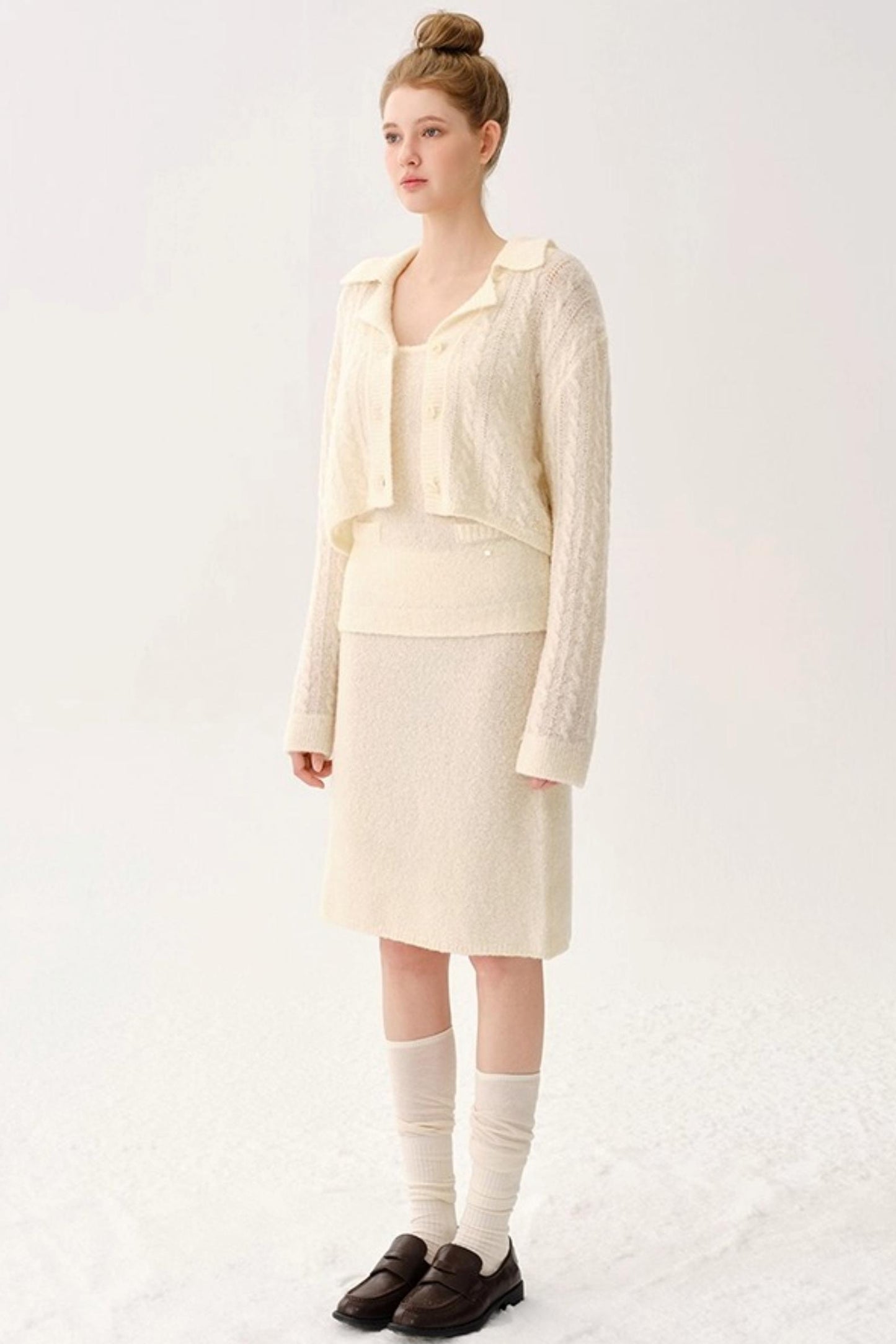 Retro Wool Knitted Cardigan Set-Up