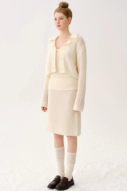 Retro Wool Knitted Cardigan Set-Up