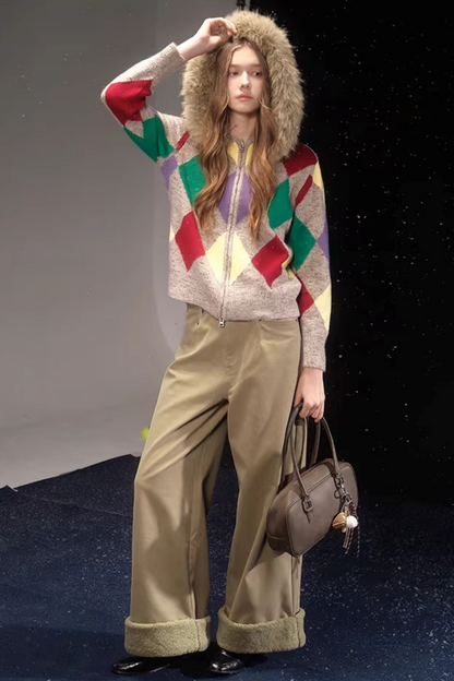 Checkered Argyle Wool Sweater Outer