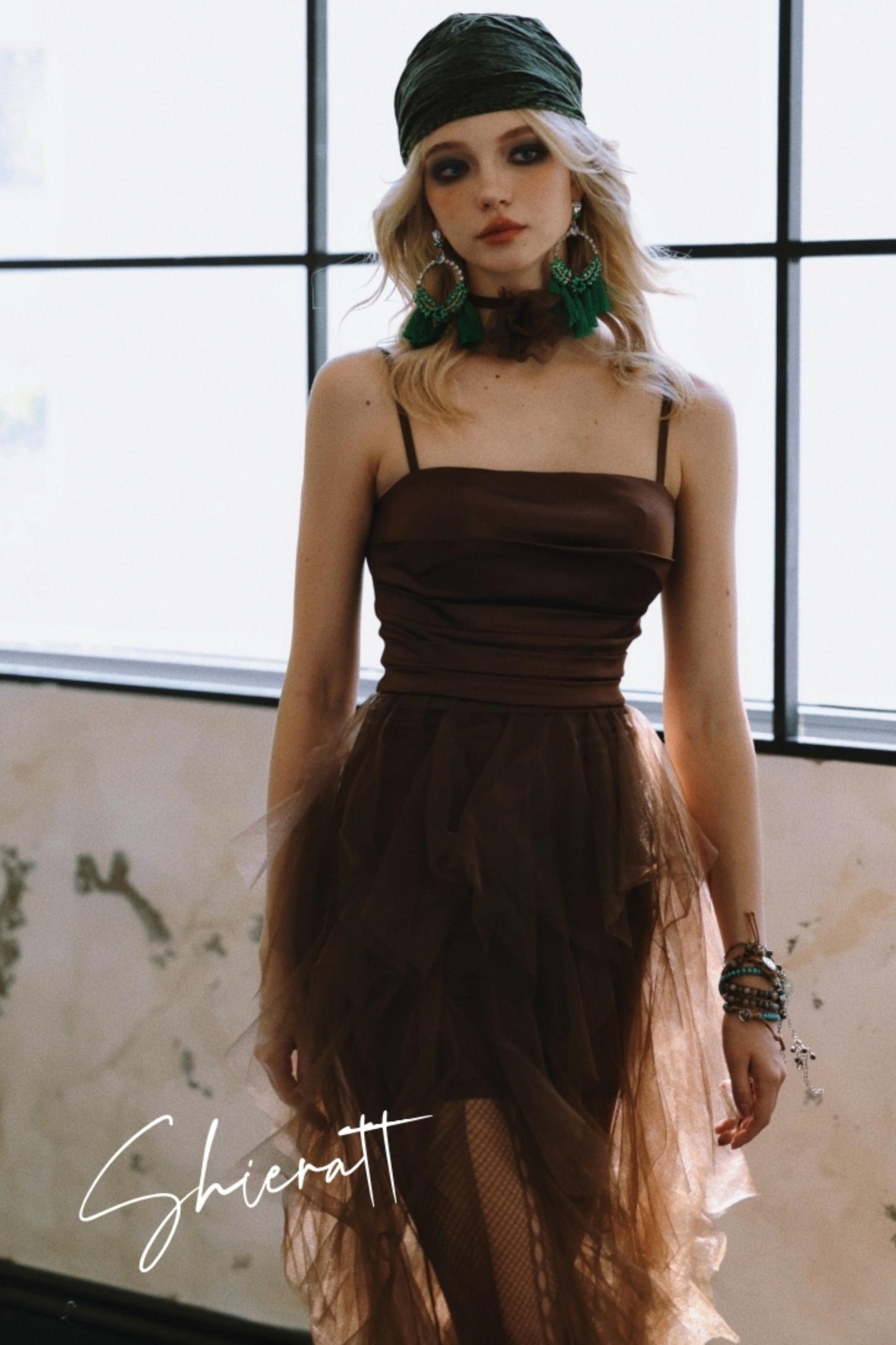 Chocolate Satin Halter Dress